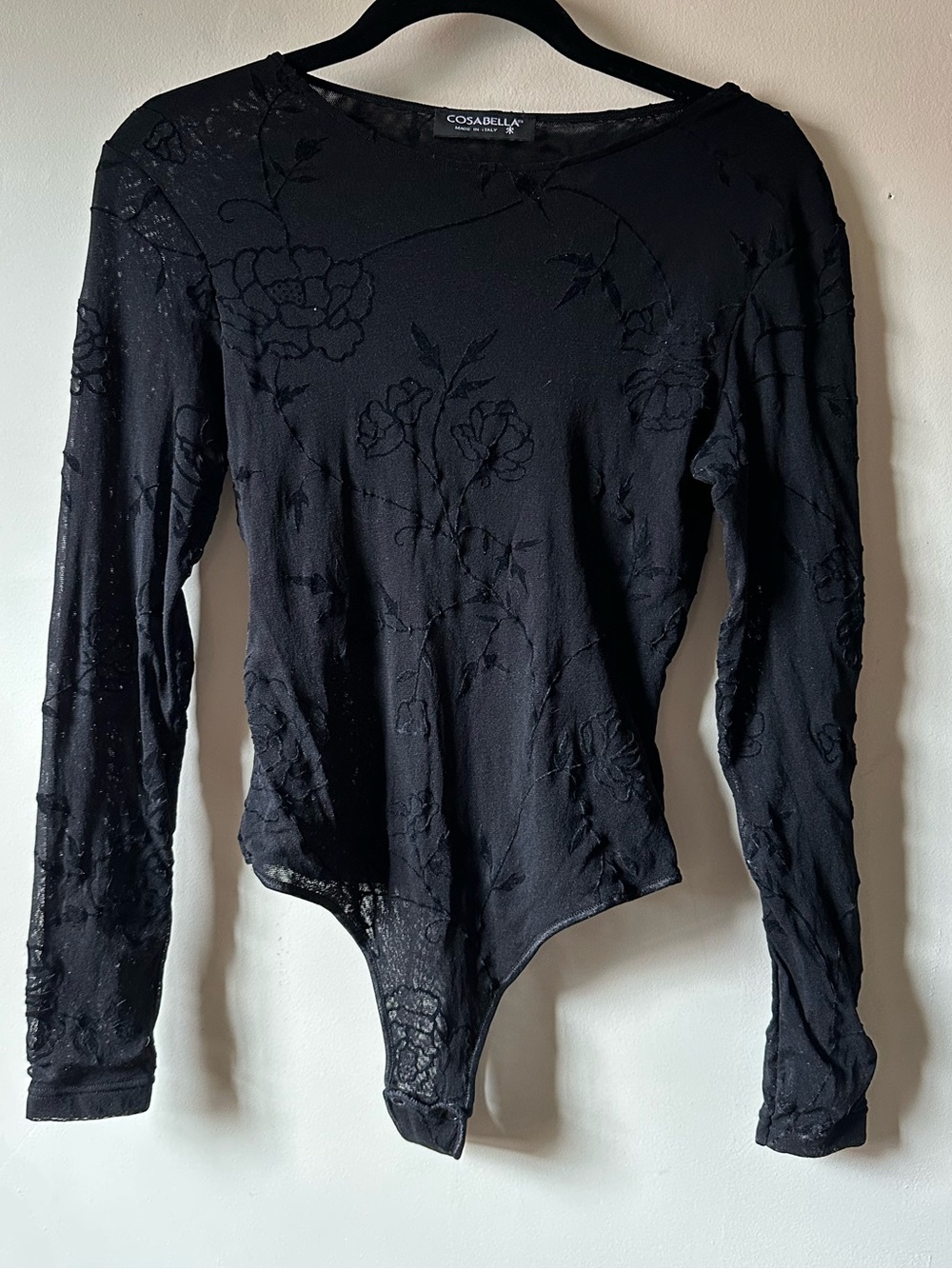 Cosabella Sheer Floral Bodysuit Black Italy